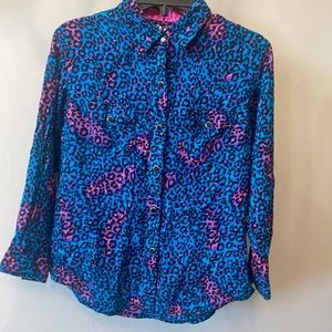 Rock 47 by Wrangler girls XL leopard print long sleeve snap buttons